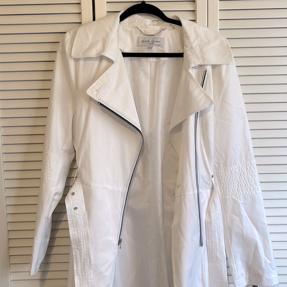 White trench coat by black rivet